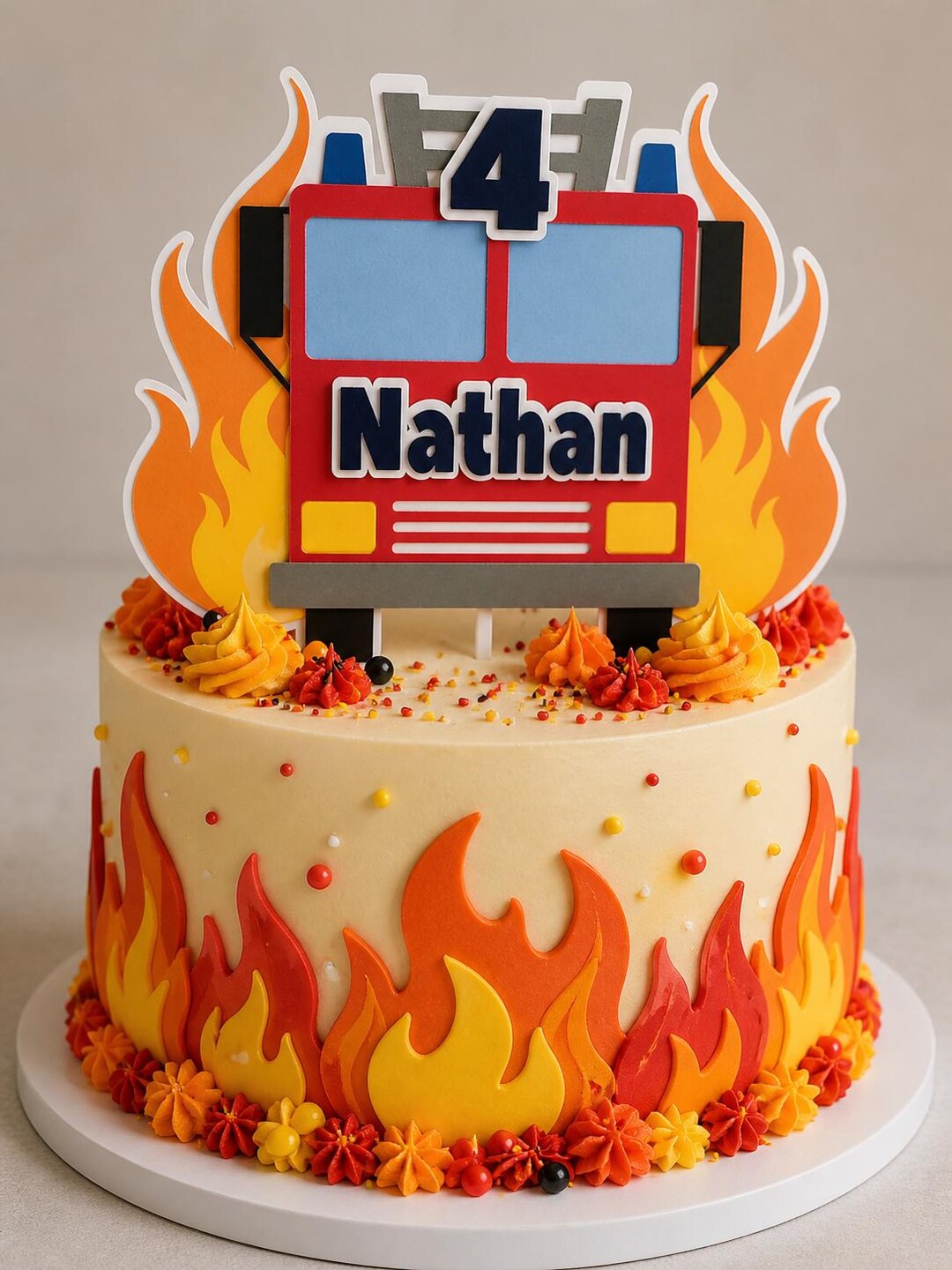 Fire Fighter Topper Personalized Fire Engine Cake Topper | Firefighter Birthday Party ...