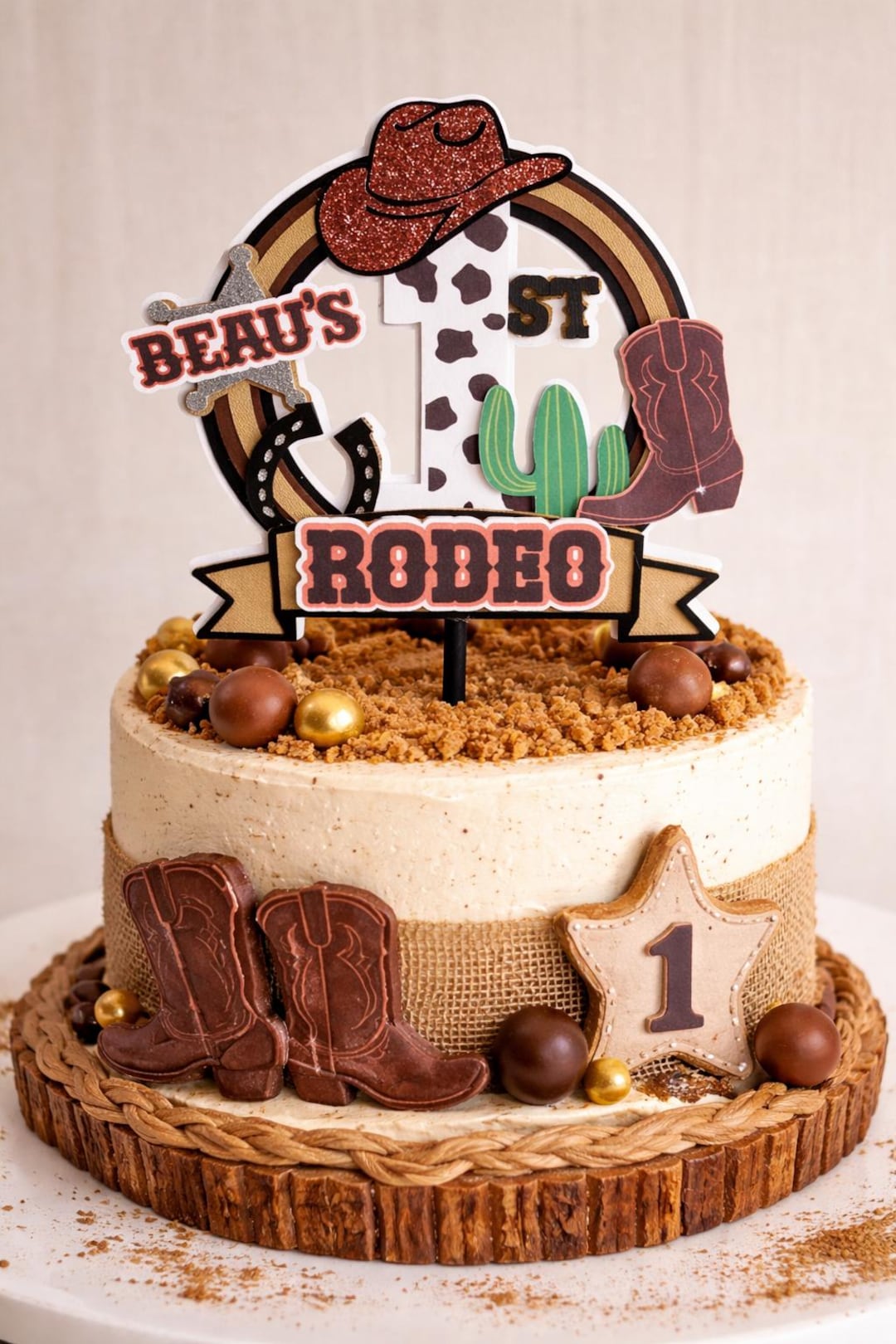 Cowboy Style Cake My First Rodeo Birthday My First Rodeo Cake Topper | Cowboy Birthday Party Decor - Etsy