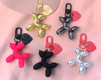 風船犬キーホルダー、かわいい子犬バッグチャーム、カラフルなペットキーリング、パーティーの景品用財布チャーム、犬好きへの楽しいギフト