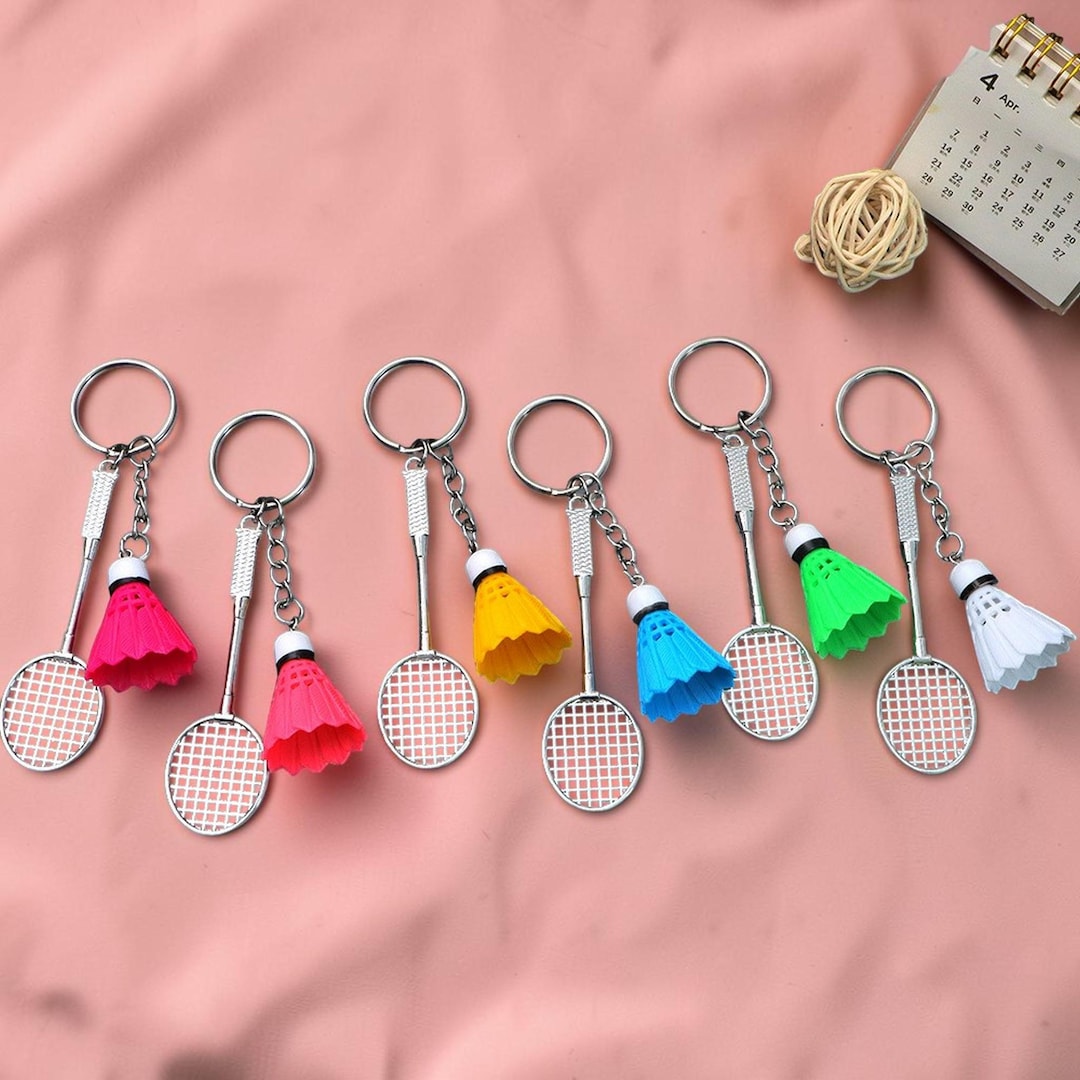 Badminton Keychain, Racket Shuttlecock Keyring, Sports Bag Charm ...