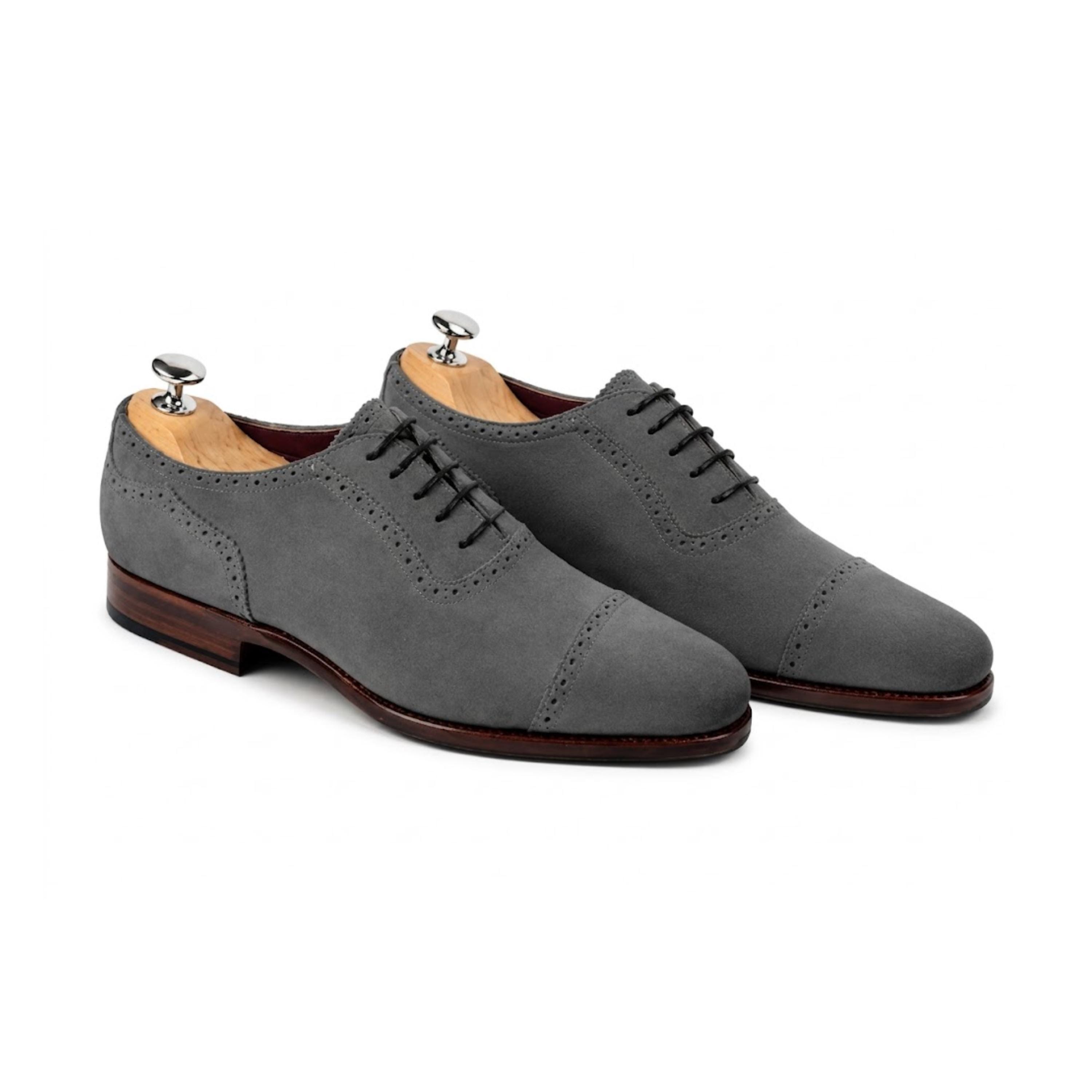 dress shoes for men grey Signature Men's Brogue Cap Toe Dress Shoes Gray / 7.5