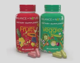 2er Pack 90 Früchte & 90 Gemüse Vollwert-Nahrungsergänzungsmittel - Superfood-Kapseln für die tägliche Ernährung