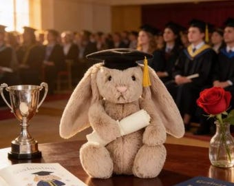 Jellycat afstuderen konijn pluche - knuffel konijn cadeau gezellig decor schattig aandenken afstuderen 2026