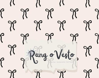 Black Bow Seamless Pattern | Hand-Drawn Ribbon Digital Paper (Digital Download)