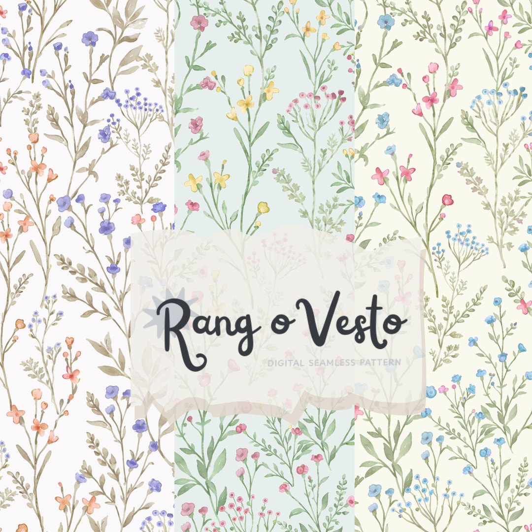 Wildflower Seamless Pattern, Watercolor Floral Digital Paper, Pastel ...