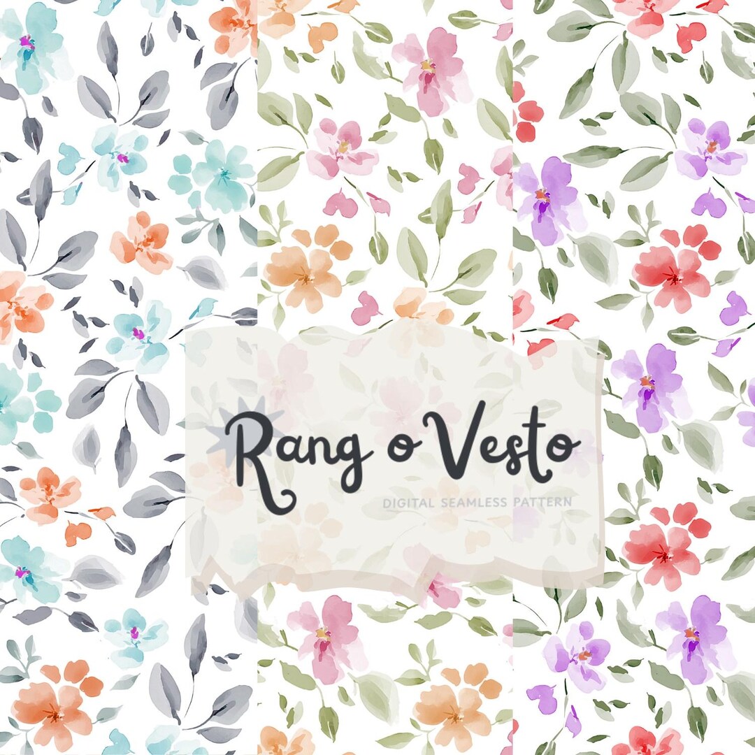 Watercolor Floral Seamless Pattern | Pink Peach Digital Paper | 12x12 ...