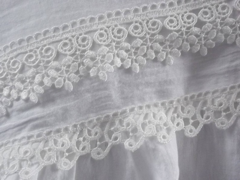 White linen pillowcase with double lace Standard Queen King.