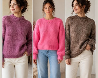 Mohair Sweater for Women, Fluffy Alpaca Pullover, Oversized Cozy Knit Jumper, Soft Fuzzy Winter Sweater Gift for Her,Duty Paid USA Shipping