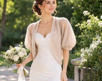 Bridal Bolero, Bridal Shrug, Wedding Shrug, Handmade Wedding bolero, Mohair Bridal shrug, Gift for Her, Duty Paid USA Shipping