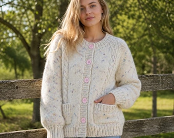 Mohair Cardigan, Hand Knit Cardigan, Handmade Mohair Cardigan, Oversized Cardigan, Gift for Her, Duty Paid USA Shipping