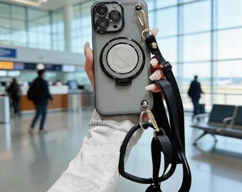 Funda para iPhone con soporte de espejo y correa de seda – Protección TPU a prueba de golpes