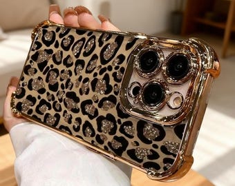 Funda de lujo para iPhone con estampado de leopardo – Funda protectora suave a prueba de golpes