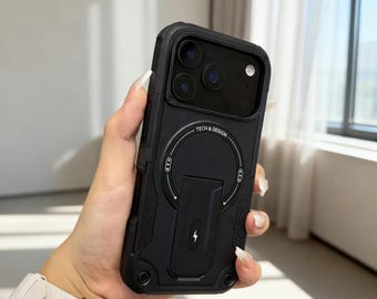 Funda magnética de lujo gris para iPhone: resistente a golpes y a caídas.