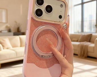 Funda de lujo para iPhone con diseño de vaquero y soporte giratorio.