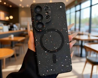Funda magnética para Samsung con purpurina y grafiti: Funda de TPU a prueba de golpes