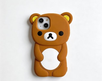 Funda de silicona con diseño de oso para iPhone – Funda suave con estampado de dibujos animados