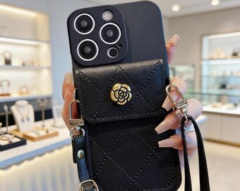 Funda tipo cartera con estampado floral para Huawei, con tarjetero y correa para cordón.