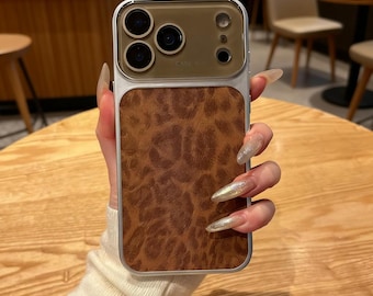 Funda para iPhone con textura de piel de leopardo – Cubierta protectora mate a prueba de golpes