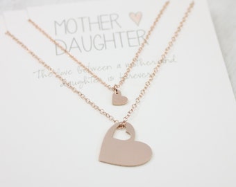 Mother's Day Gift - Mother Daughter Necklace Set - Wedding Gift - Mother's Day - daughter jewelry - gift for mom - rose gold - for her