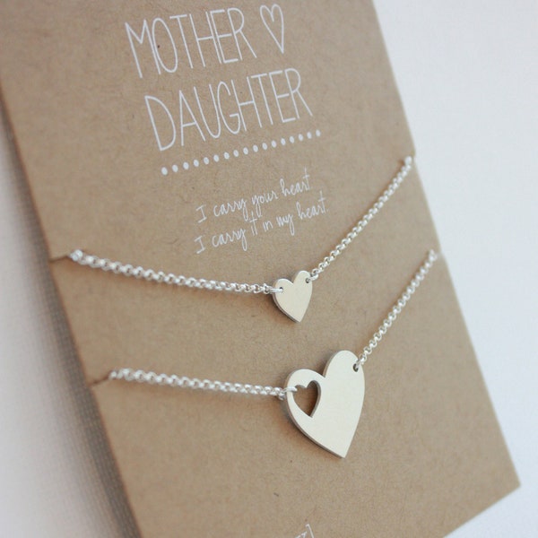 Mother Daughter Bracelet Set - Mother's Day -  Mother of the Bride - wedding gift - gift for mom - for her - for daughter - hearts gift