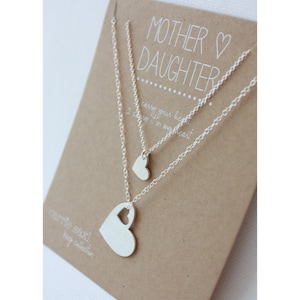 Mother Daughter Necklace Set - Wedding Gift - Mother&#39;s Day Gift - daughter jewelry - gift for mom - mother of the bride - heart jewelry gift
