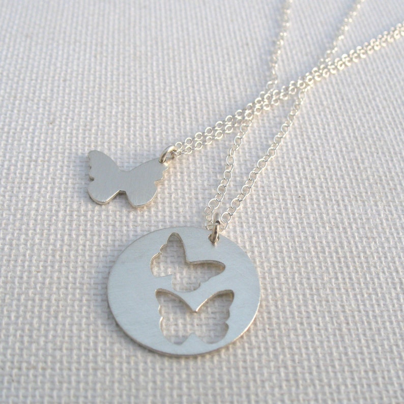 Mother Daughter Necklace Set Butterfly Jewelry Etsy
