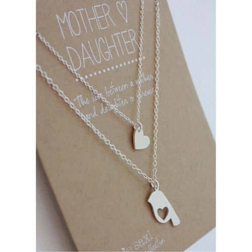 Mother And Daughter Necklace Heart Pendant Gifts For Her Mom Presents Jewelry 