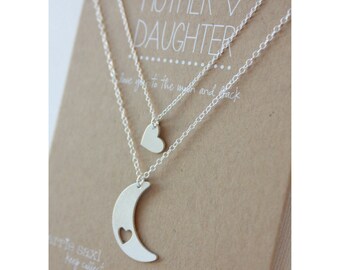 Collares Madre Hija. Regalo de hija. Te amo a la luna. Regalo de San Valentín. Madre hija. Regalo de collar. Para ella. Regalo de boda