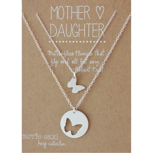 Mother Daughter Necklace Set Butterfly Jewelry Mother's Day gift Mom Gift Jewelry gift set Daughter Gift for her from daughter image 1