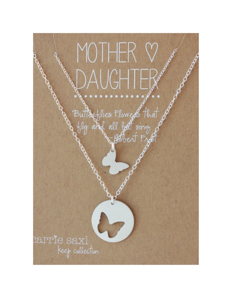 Mother Daughter Necklace Set Butterfly Jewelry Mother's Day gift Mom Gift Jewelry gift set Daughter Gift for her from daughter image 1