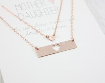 Mother Daughter Necklace Set - Mother's Day - Necklace Gift Set - Wedding Jewelry gift - Rose Gold - Mother of the Bride - Graduation gift