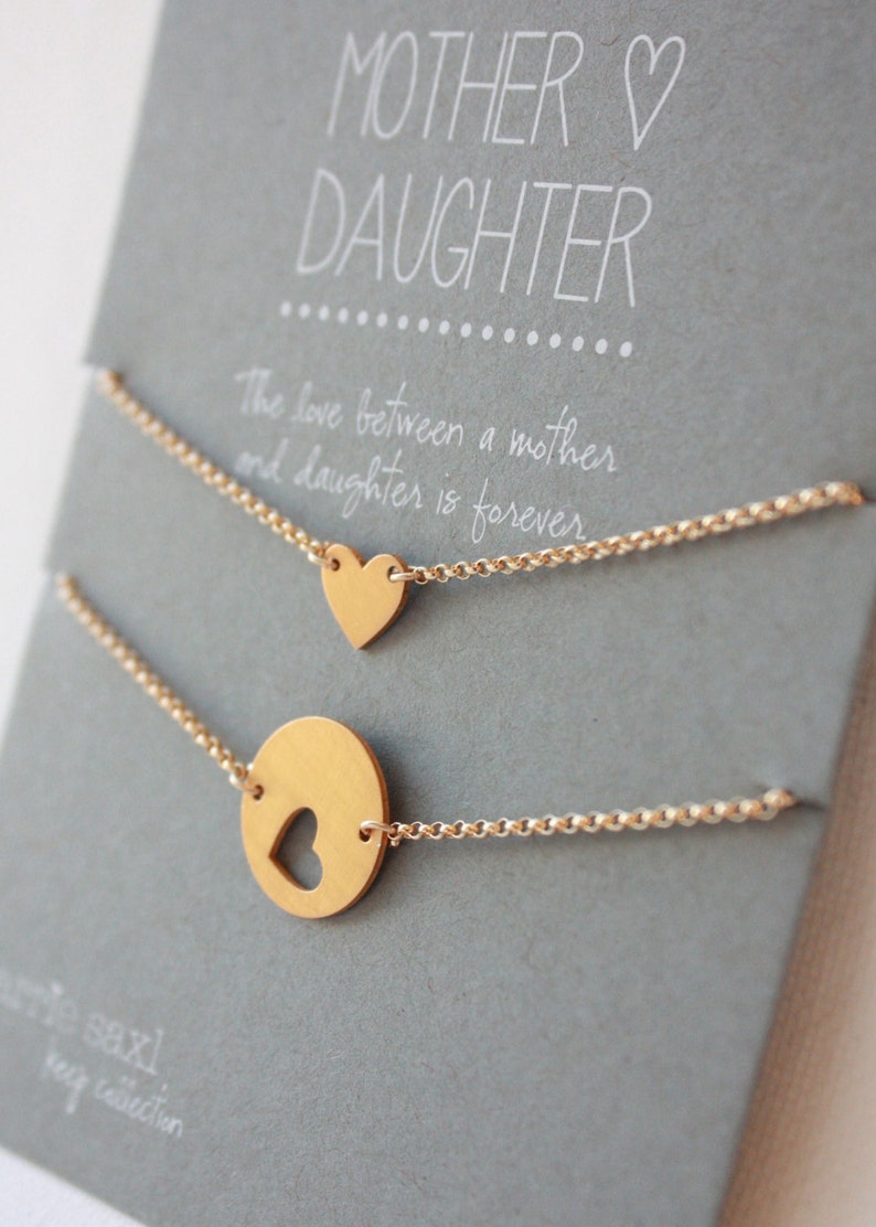 Bracelets Mère Et Fille Assortis - Cœur En Acier Inoxydable, Corde Réglable - Cadeau Symbolique - 6