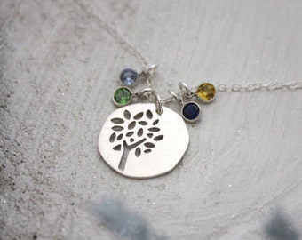 Family Tree Necklace with birthstones - Mother's Day - personalized gift - mother necklace - grandmother - birthstones - Gift for Grandma