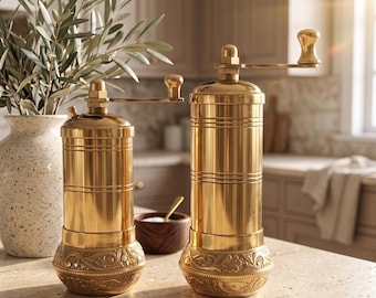 Handcrafted Antique Brass Pepper Mill: Handmade Manual Brass Spice Grinder, Pepper Grinder, Manual Mill, Pepper Mill, Manual Grinder