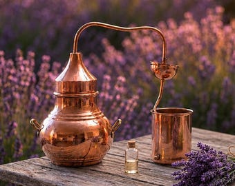 Handgemaakte koperen distilleerder, Alembic Still voor etherische olie, hydrosolmaker, koperdestillatiekit, kruidendistilleerder, lavendelolie