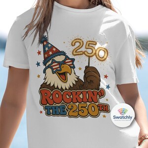USA 250th Anniversary Png, POD License Patriotic Eagle Sestercentennial, Retro 4th of July Sublimation, Rockin America Graphic