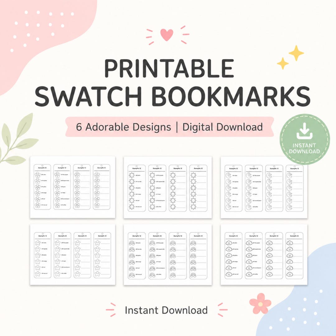 Guangna 12 Acrylic Marker Swatch Cards, Printable Color Chart Bookmarks ...
