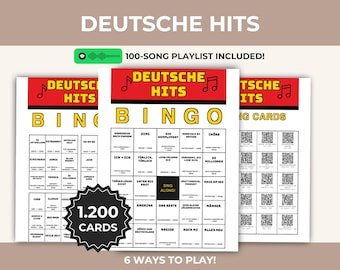 Deutsche Hits Music Bingo Printable Game, German Playlist, Fun Singalong Activity, Instant Download, Digital PDF, QR Calling Cards