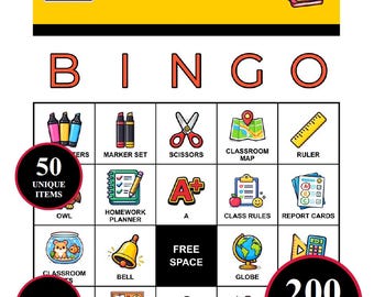 Lehrer-Bingo-Spiel - 200 Karten zum Ausdrucken mit 50 ikonischen Momenten | Klassenzimmer-Survival-Partyspiel für Fakultätslounges, Back-to-School-Partys