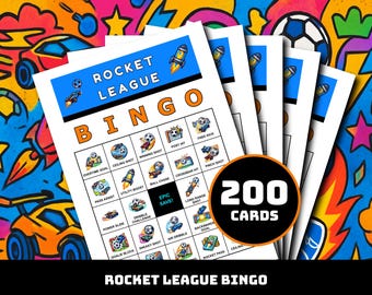 Rocket League Bingo Spiel - 200 Karten zum Ausdrucken mit 40 Spielmomenten | Video Partyspiel für Freunde, Stream Nights, Fun & Gamer Challenge
