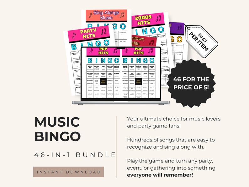 Hip Hop Hits Music Bingo Printable Game, Urban Playlist, Trendy Singalong Activity, Instant Download, Digital PDF, QR Calling Cards image 16