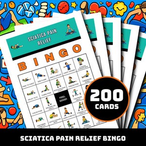 Sciatica Pain Relief Exercises Bingo 200 Cards, Physical Therapy Activity, Printable Wellness Cards, Instant Download PDF
