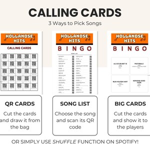Hollandse Hits Music Bingo Printable Game, Dutch Playlist, Fun Singalong Activity, Instant Download, Digital PDF, QR Calling Cards image 6