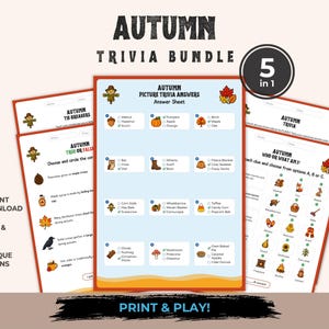 Autumn Trivia Quiz Game Bundle – 5 Printable Rounds | Fall Foliage, Harvest Season, Nature Learning, Classroom Activity, Homeschool Fun