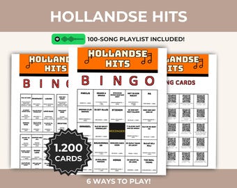Hollandse Hits Music Bingo Printable Game, Dutch Playlist, Fun Singalong Activity, Instant Download, Digital PDF, QR Calling Cards