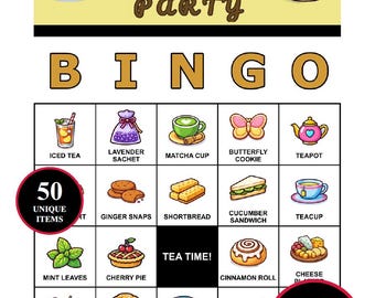 Tea Party Bingo Game – 200 Printable Cards with 50 Iconic Moments | Celebration for Girls, Bridal Showers, Afternoon Teas, Ladies' Events