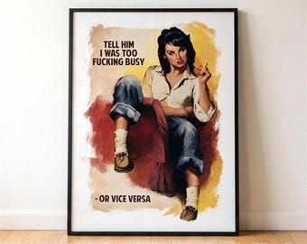 The Connor Brothers Too Busy Or Vice Versa Print, Cream Red Retro Pulp Poster