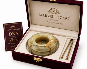 Cendrier de luxe en pierre d'onyx avec boîte-cadeau en velours | Cendrier à cigares fabriqué à la main en onyx vert naturel | Décoration d'intérieur haut de gamme | Cadeau unique pour lui