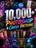 10,000+ Photoshop Patterns Mega Bundle  |PAT & Canva JPG | Digital Paper Backgrounds |Geometric|Graphic Design Assets |Commercial Use| product logo