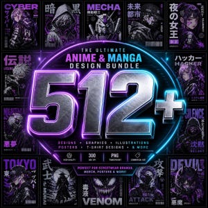 512+ Anime-Streetwear-PNG-Mega-Bundle, Cyberpunk-Anime-T-Shirt-Designs, Otaku-Manga-Cliparts, Hypebeast-Ästhetik-Grafikpaket, Kommerzielle Nutzung